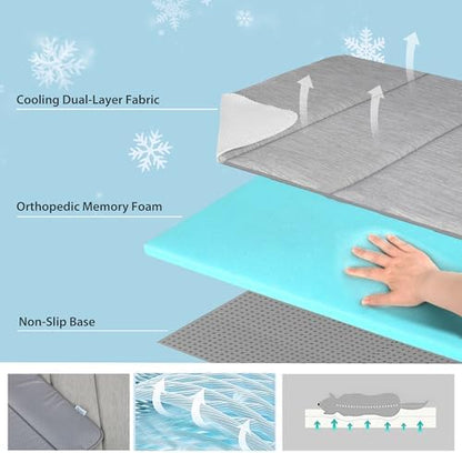 Dog Cooling Mat for Large Dogs, 41"x27" Memory Foam Pet Pad