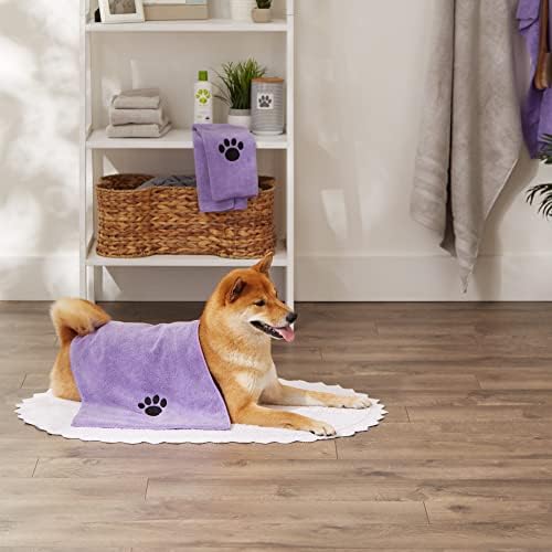 Bone Dry Pet Grooming, Embroidered Microfiber Towel Drying Collection, 15x30, Lavender