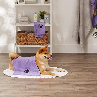 Bone Dry Pet Grooming, Embroidered Microfiber Towel Drying Collection, 15x30, Lavender