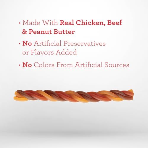 DreamBone Peanut Butter Twisties Rawhide-Free Dog Treats, 25 Count