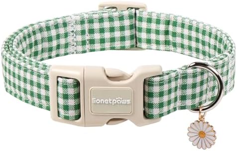 Lionet Paws St. Patrick Dog Collar- Cute Clover Green Dog Collars with Plastic Buckle, Light Adjustable Dog Collars with Clover Pendant for Small Dogs