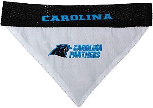 NFL DOG BANDANA - CAROLINA PANTHERS REVERSIBLE PET BANDANA. 2 Sided Sports Bandana with a PREMIUM Embroidery TEAM LOGO, Large/X-Large. - 2 Sizes & 32 NFL Teams available