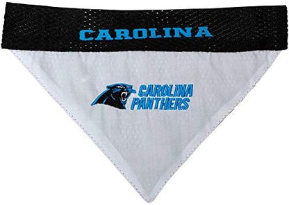 NFL DOG BANDANA - CAROLINA PANTHERS REVERSIBLE PET BANDANA. 2 Sided Sports Bandana with a PREMIUM Embroidery TEAM LOGO, Large/X-Large. - 2 Sizes & 32 NFL Teams available