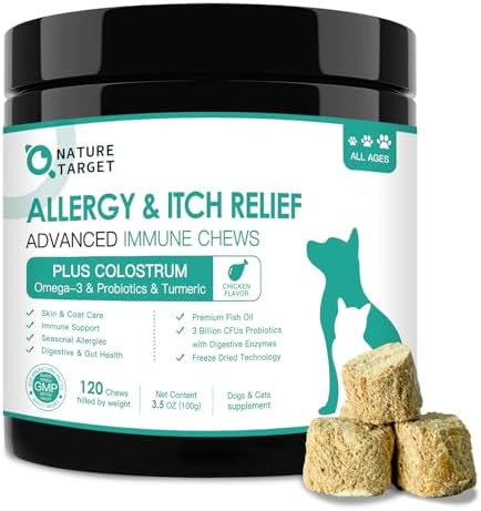 NATURE TARGET Dog Allergy Chews, Skin & Gut, Real Chicken, Freeze-Dried