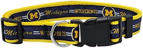Pets First Collegiate PET Collar New Version Michigan Wolverines Dog Collar, Size Large. Best Sports Team Color for Dogs & Cats. A Shiny & Colorful Dog & Cat Collar Licensed by The NCAA