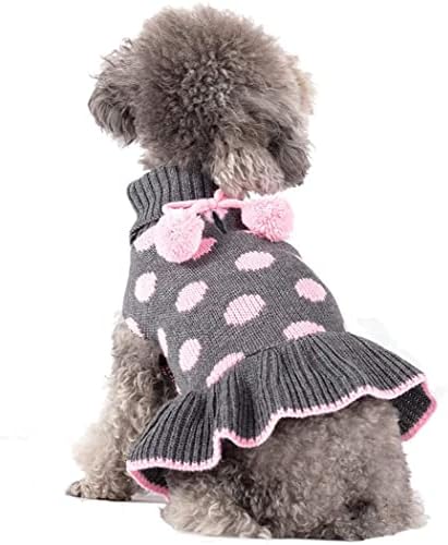 KYEESE Dog Sweater Dress for Small Dogs Turtleneck Thick Knit Pullover