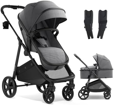 Mompush Wiz 2-in-1 Bassinet Stroller with Car Seat Adapter, Reversible Seat