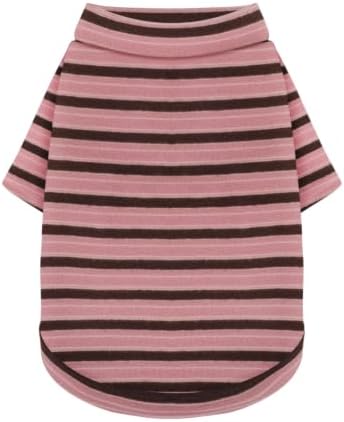 Paiaite Stylish Striped Block Dog Shirt Breathable Clothes Pink&Brown 3XL