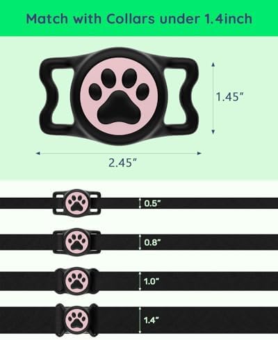 IP68 Waterproof Dog AirTag Holder for Dog Collar, Soft, Stretchy Silicone