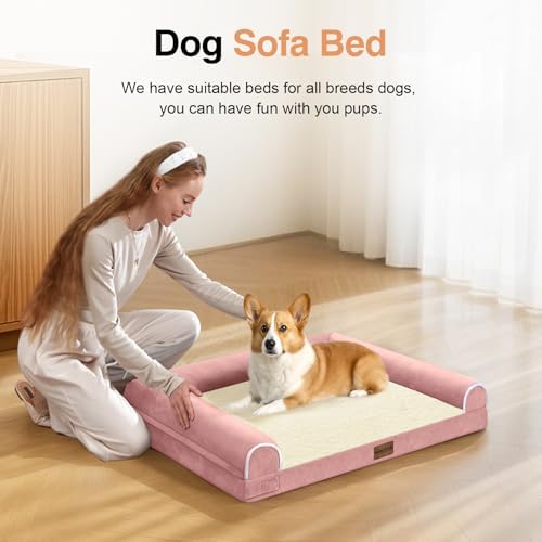 NANUYA Orthopedic Dog Bed for Medium Dogs, 28 x 19 Inch, Pink