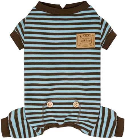 KYEESE Striped Dog Pajamas for Small Dogs Thermal Fleece Onesie Daily Wear
