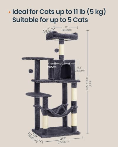 SONGMICS HOME Cat Tree for Indoor Cats, Multi-Level Tower