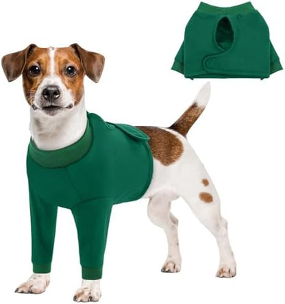 Queenmore Recovery Sleeve for Dogs Front Leg, Dog Recovery Sleeves, Dog Surgical Recovery Suit Female, Pet Elbow Protector Cone Collar Alternatives, Green, XS