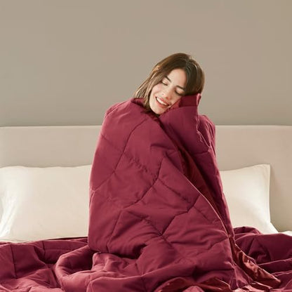 Madison Park Down Alternative Twin Blanket for Bed, Satin Trim, Burgundy