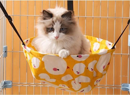 SHENGOCASE 2-Pack Cat Hammock Lounge Cat Hanging Bed for Cage Kennel Chair with Metal Frame, Adjustable Straps (Orange)