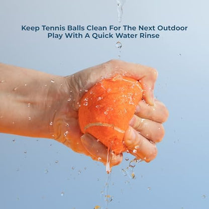 Best Pet Supplies Interactive Squeaky Dog Chew Toy, Ideal Dog Toys for Chewers, Small, Medium & Large Dogs, and Fetch Lovers - Tennis (Assorted Color), Small (Pack of 4)