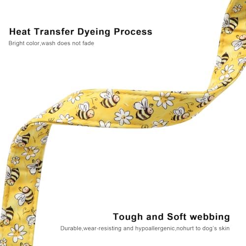 Lionet Paws Spring Dog Collar- Cute Bees Yellow Dogs Collar with Plastic Buckle and Bee Pendant,Dog Collar for Small Dogs