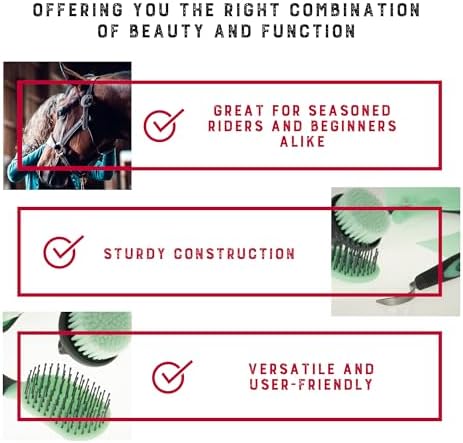 Weaver Equine 6-Piece Horse Grooming Kit, Ergonomic Gentle Horse Care Kit, Equestrian Supplies for Bathing Support, Detangling, and More, Mint/Gray