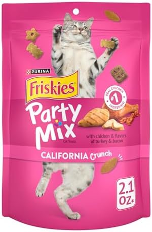 Friskies Purina Made in USA Facilities Cat Treats, Party Mix California Crunch with Chicken - 2.1 oz. Pouch