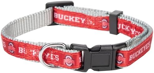 Pets First Collegiate PET Collar New Version Ohio State Buckeyes Dog Collar, Size Small. Best Sports Team Color for Dogs & Cats. A Shiny & Colorful Dog & Cat Collar Licensed by The NCAA