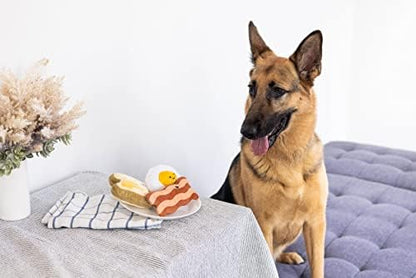 Pearhead Breakfast Dog Toy Set - 3-Piece Bunch Food Theme (Egg