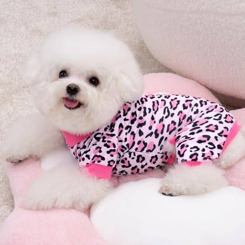 XPUDAC 4 Pack Dog Pajamas Soft Pink Girl Dog Clothes for Small Dogs, XL
