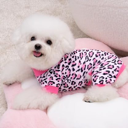 XPUDAC 4 Pack Dog Pajamas Soft Pink Girl Dog Clothes for Small Dogs, XL