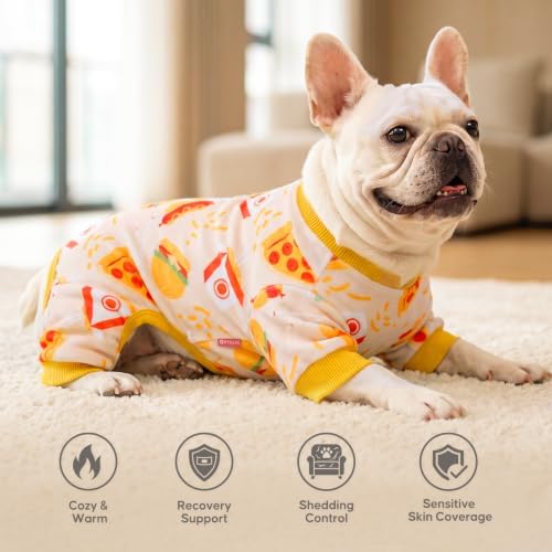 KYEESE Velvet Dog Pajamas for Small Dogs Soft Onesie Shirt, Hamburger