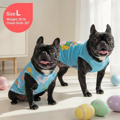 KYEESE 2Pack Easter Dog Shirt, Breathable Tank Top Sleeveless Dog T Shirts for Small Dogs Boy Girl, Lightweight Dogs Clothes Puppy Outfit for Holiday, Blue+Bunny, S