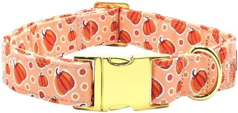 Dog Collars, Fall Dog Collar Halloween Puppy Pumpkin Print Collar Durable Metal Collar Comfortable Dog Collar Puppy Collars Adjustable for Large Dogs