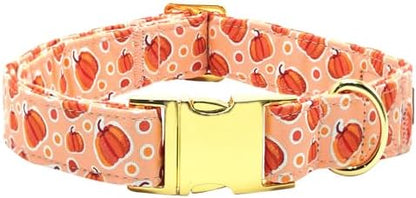 Dog Collars, Fall Dog Collar Halloween Puppy Pumpkin Print Collar Durable Metal Collar Comfortable Dog Collar Puppy Collars Adjustable for Large Dogs