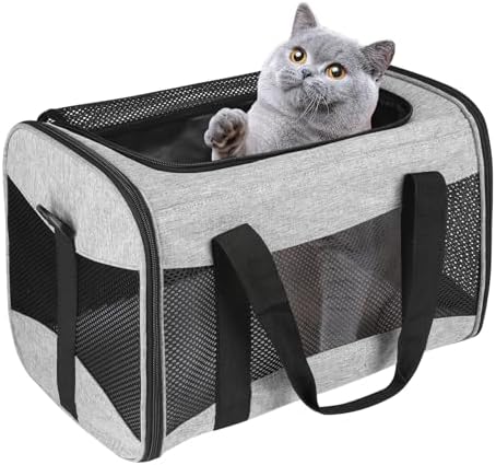 Small Animals Cat Carrying Case Pet Carrier Airline Approved, Protable and Breathable Pet Travel Carrier Removable Fleece Pad Collapsible Cat Carrier Dog Carrier Small Cats Dogs(15 * 10 * 10)