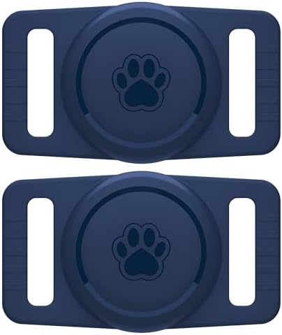 GOCII for Airtag Dog Collar Holder 2 Pack,Waterproof Dog Collar Holder for Apple AirTag(Gen 1 & 2),Silicone Air Tags Case for Dog Collars(Navy)
