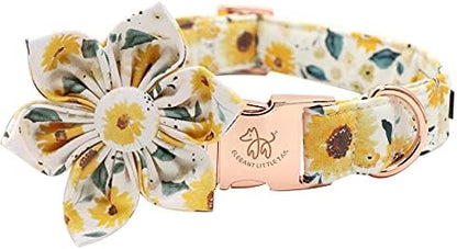 Elegant little tail Sunflower Girl Dog Collar for Female Dogs, Pet Collar Adjustable Dog Collars with Flower Gift for Large Dogs