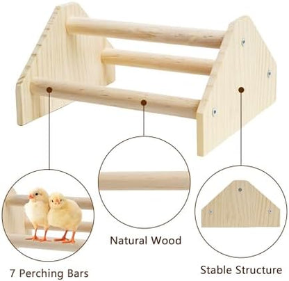 Baby Chicken Perch Strong Pine Wooden Chick Jungle Gym Roosting Bar, New-gen Durable Chicken Perch Toys for Coop and Brooder 7.9 X 6.9 X 4.14’’ Chicken Perch(Can be Used for Baby Turkeys)