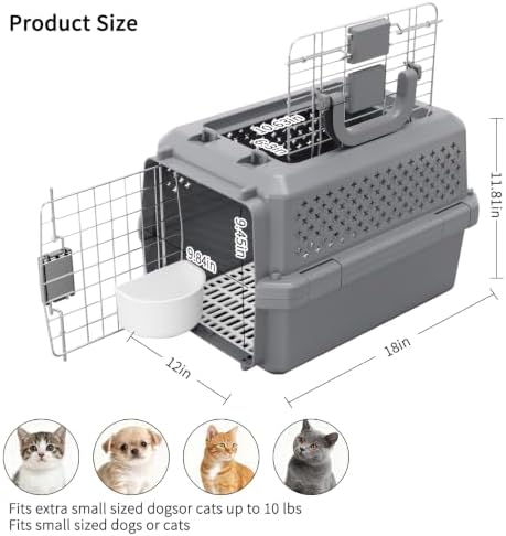 RIZZARI Pet Carrier Travel Kennel: Classic Design with Secure Door Handle