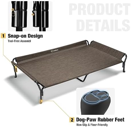 Veehoo Cooling Elevated Dog Bed, Raised Dog Cot with Guardrail & Headrest