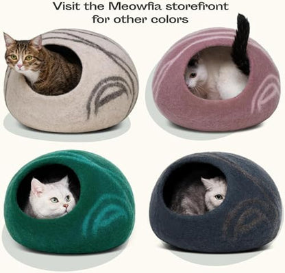 MEOWFIA Cat Cave - Merino Wool Bed for Indoor Cats (Rose Gold, Large)