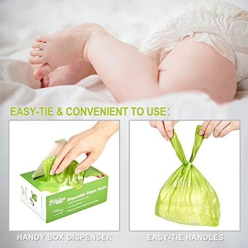 USBOO Disposable Diaper Bags, 300 Count, Green