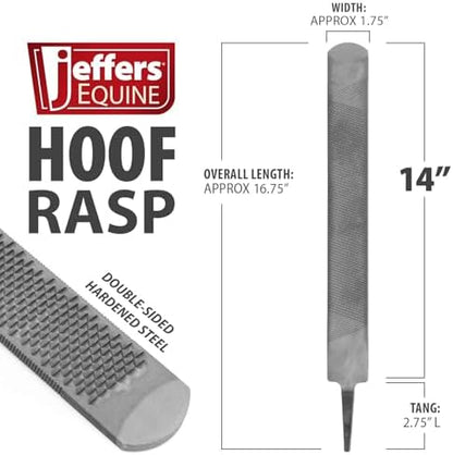 Jeffers Livestock Mini Hoof Rasp for Goats, Sheep, Pony, Mini Horses, Foals – 14" Ergonomic Steel Hoof Trimming Tool with 6 Teeth per Row – One Hand Use, Compact Farrier Hand Rasp