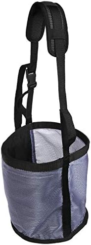 Majestic Ally Horse Feed Bag, Heavy Duty Nylon Mesh Grain Feed Bag, Adjustable Strap with Durable Snap and Elastic Straps, Comfort Neck Pad and Nose Pad- Large (Cob, Dark Gray)