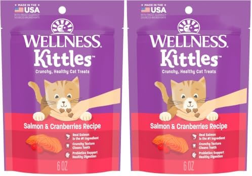 Wellness Kittles Natural Grain Free Cat Treats, Salmon & Cranberries, 6-Ounce Bag (Pack of 2)