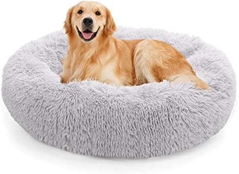 NOYAL Donut Dog Bed for Small Medium Pets, Plush Calming Faux Fur