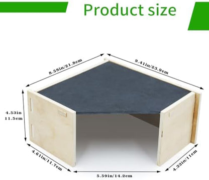 2-in-1 Bearded Dragon Basking Platform with Hideout, Slate Rocks for Reptiles with Base, Leopard Gecko Hides and Caves, Reptile Tank Accessories for Bearded Dragons, Geckos, Ball Pythons, Tortoise