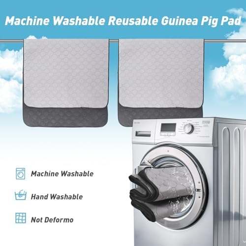 2Pack Guinea Pig Cage Liners, 48''X72'' Washable Guinea Pig Pee Pads, Non Slip Reusable Super Absorbent Guinea Pig Training Mat Bedding Fleece for Small Animals Hamster Rabbit Chinchilla Rat