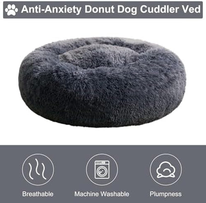 WNPETHOME Large Round Calming Dog Bed Cat Bed for Comfy Sleep