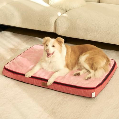 LIORCE Memory Foam XL Dog Bed - 4” Thick Orthopedic Beds for Extra Large Dogs - Waterproof Dog Bed with Removable Washable Cover & Wrap-Around Zipper - Ultimate Comfort and Easy Maintenance, Pink