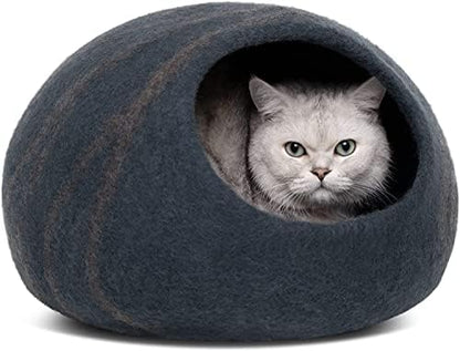 MEOWFIA Cat Cave - Merino Wool Bed for Indoor Cats (Slate Gray, Medium)