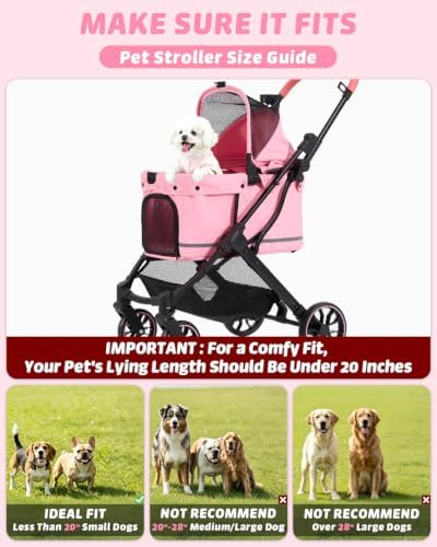 HITTITE Pet Stroller with Weatherproof Cover, All-Terrain 4-Wheel Cat & Dog Stroller with Adjustable Canopy, Foldable Dog Strollers with Storage Basket for Small to Medium Dogs Up to 55 lbs.