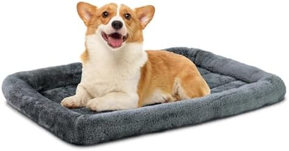 Patas Lague Medium Dog Bed Bolster Pet Crate Mat 30''x20'' Dark Grey
